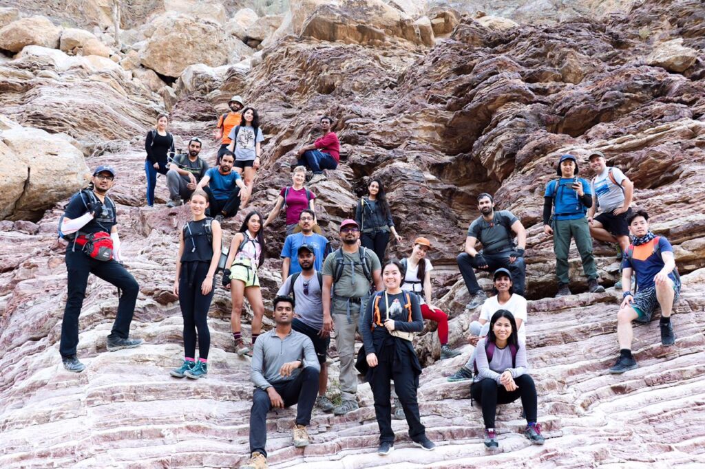 "Rainbow valley Fujairah beginner hike colorful mountains UAE"