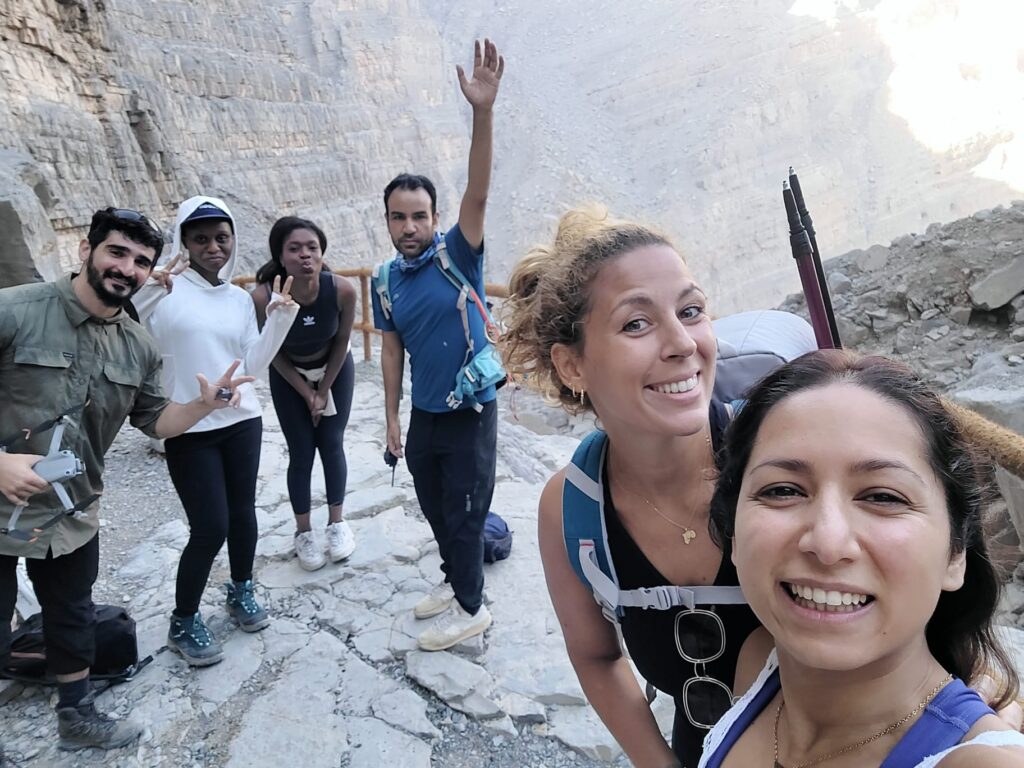 Hikers on the Stairway to Heaven Right Bank trail in Ras Al Khaimah