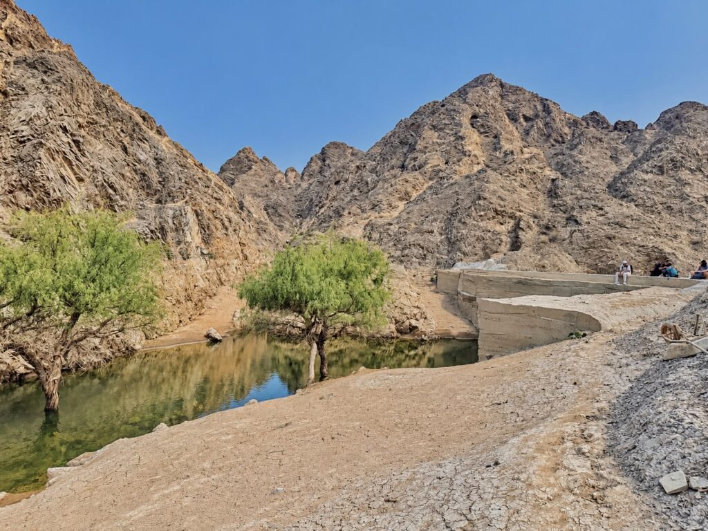 Rocky mountain valley along the Wadi Dahir hiking route in Fujairah, UAE