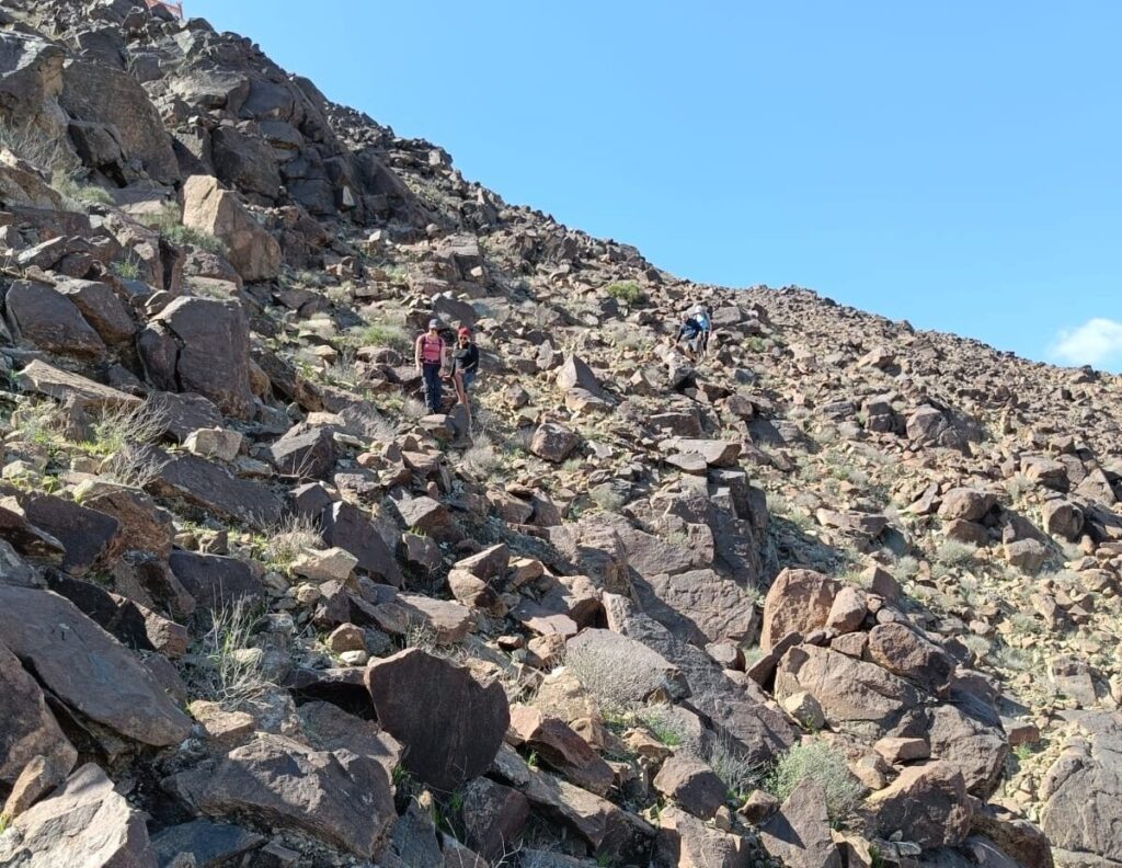 Mountain hiking trail overlooking Khor Fakkan coastline from Al Rabi Trail in Sharjah, UAE